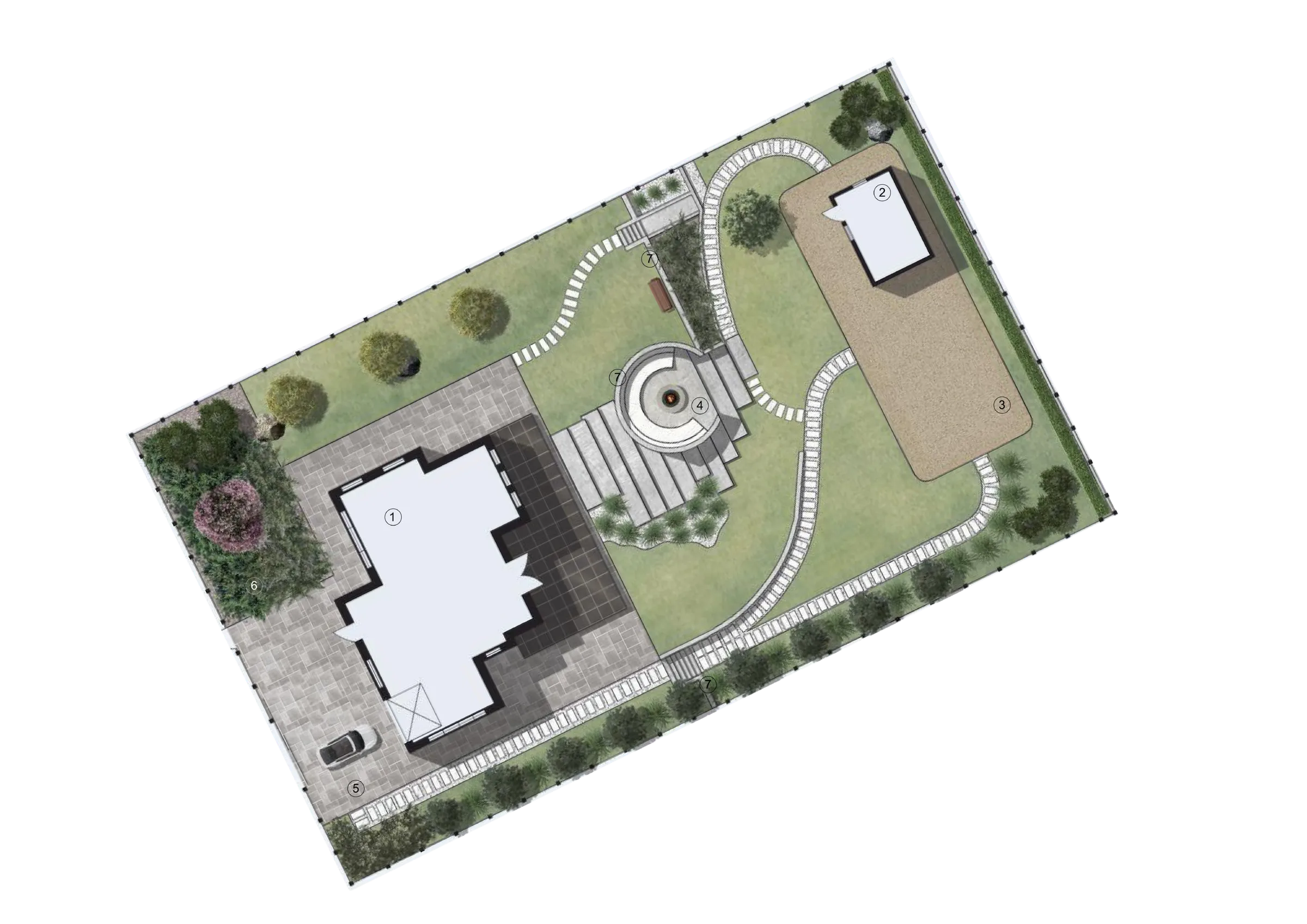 Top-down landscape masterplan of the Fortops site