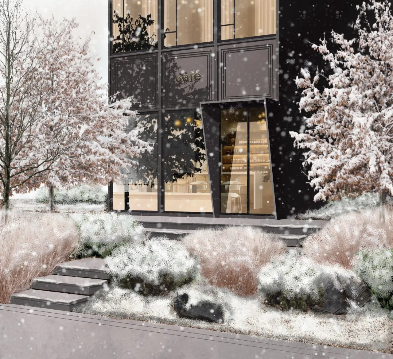 The same garden under snow